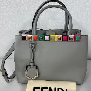 Fendi Gray Petit 2Jours Leather Satchel Grey